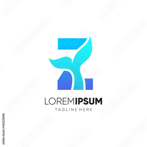 Letter Z Whale Tail Logo Design Vector Icon Graphic Emblem Illustration