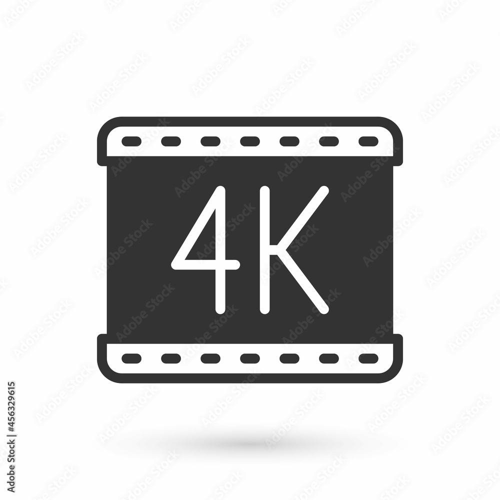 Grey 4k movie, tape, frame icon isolated on white background. Vector Grey 4k movie, tape, frame icon isolated on white background. Vector