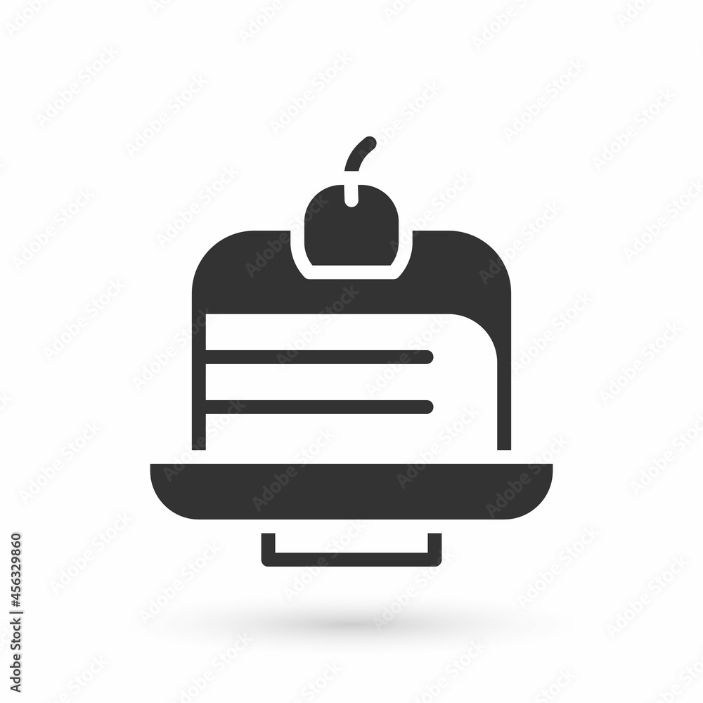 Grey Piece of cake icon isolated on white background. Happy Birthday. Vector Grey Piece of cake icon isolated on white background. Happy Birthday. Vector