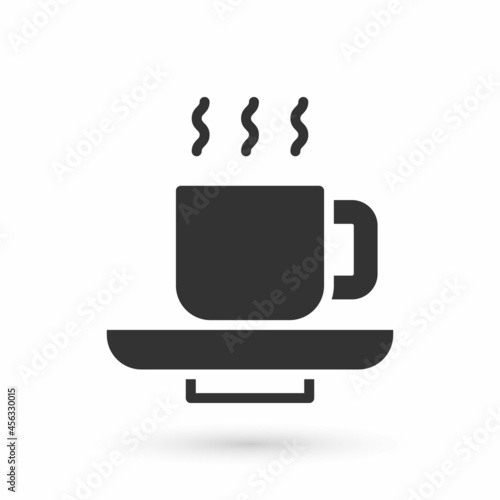 Grey Coffee cup icon isolated on white background. Tea cup. Hot drink coffee. Vector