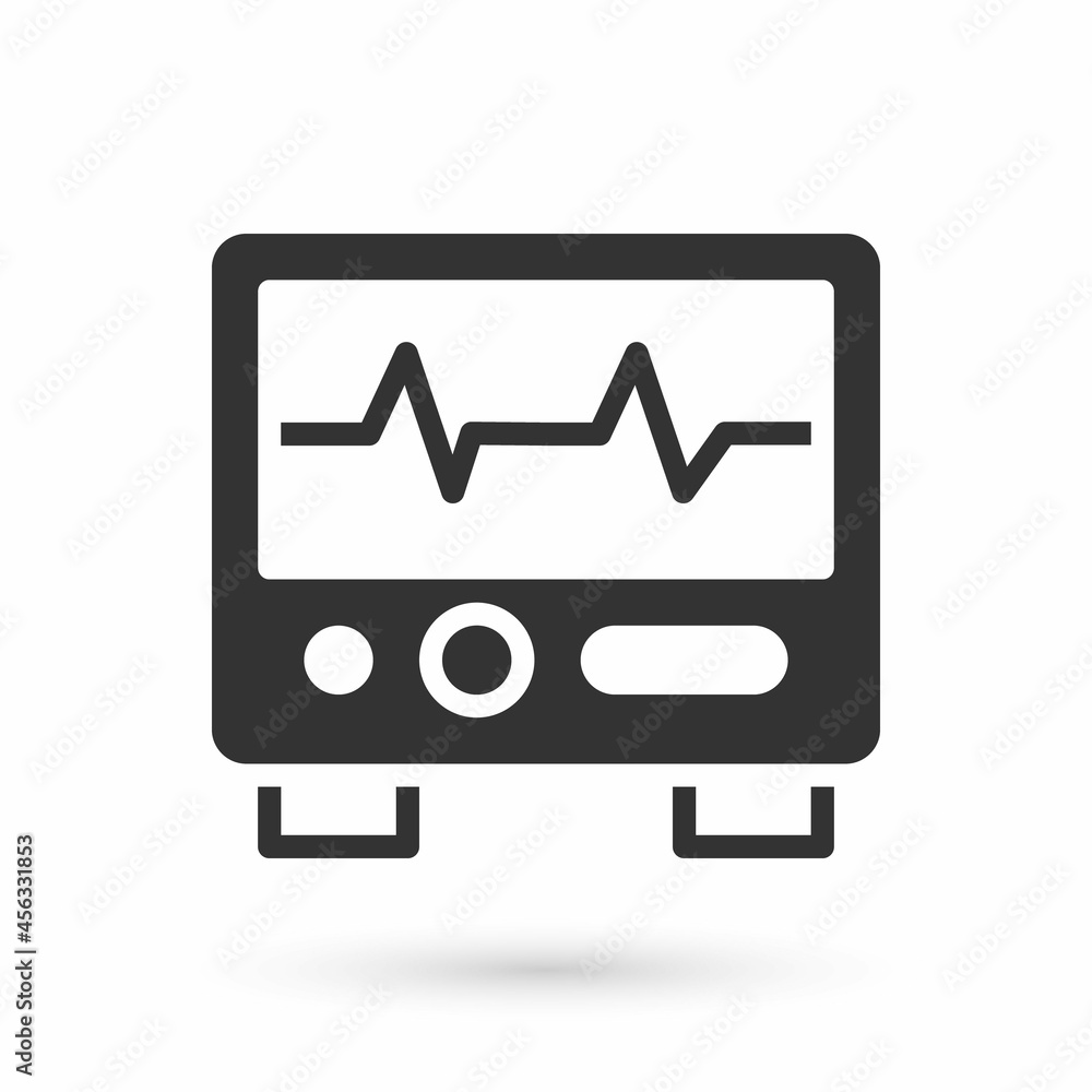 Grey Computer monitor with cardiogram icon isolated on white background. Monitoring icon. ECG monitor with heart beat hand drawn. Vector Grey Computer monitor with cardiogram icon isolated on white background. Monitoring icon. ECG monitor with heart beat hand drawn. Vector