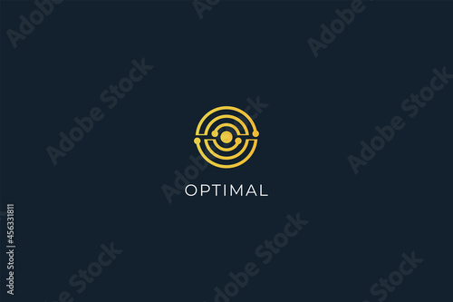 Letter O Golden colour web optimize Technological electric line art business logo	
 photo