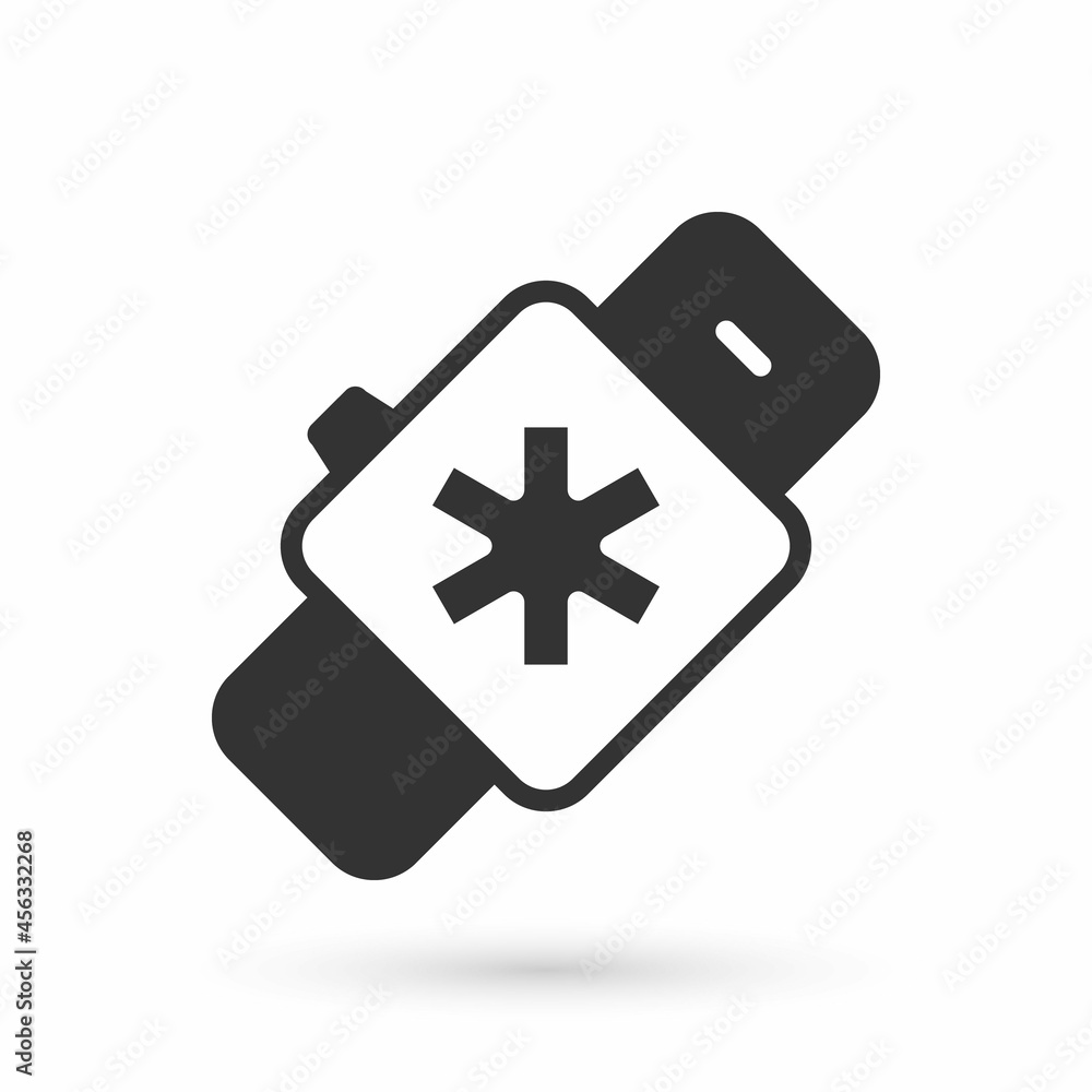 Grey Smart watch showing heart beat rate icon isolated on white background. Fitness App concept. Vector Grey Smart watch showing heart beat rate icon isolated on white background. Fitness App concept. Vector