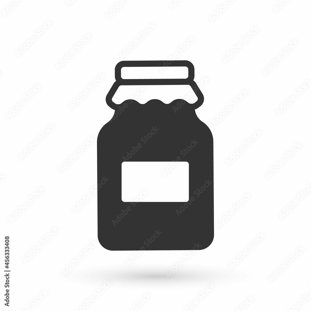 Grey Jar of honey icon isolated on white background. Food bank. Sweet natural food symbol. Vector Grey Jar of honey icon isolated on white background. Food bank. Sweet natural food symbol. Vector
