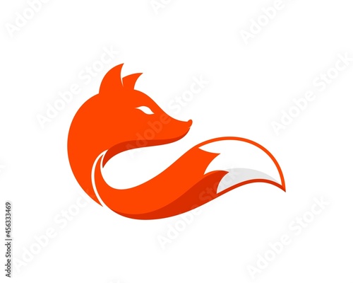 Simple fox head with tail in orange colors