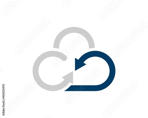 Abstract and simple cloud with upside down arrow