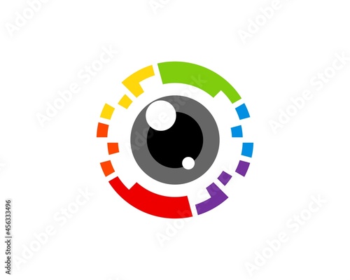 Abstract pixels camera with lens camera inside