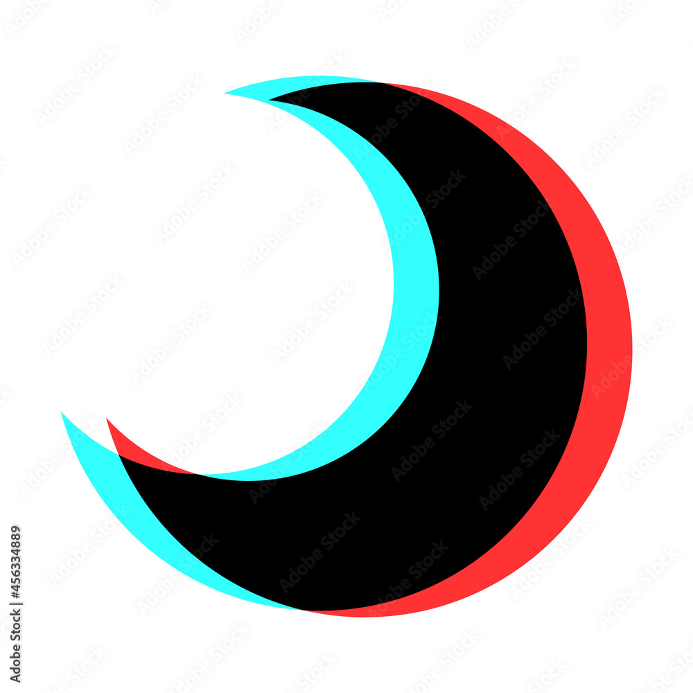 Simple illustration of moon icon with 3d effect and blue and red colors Simple illustration of moon icon with 3d effect and blue and red colors