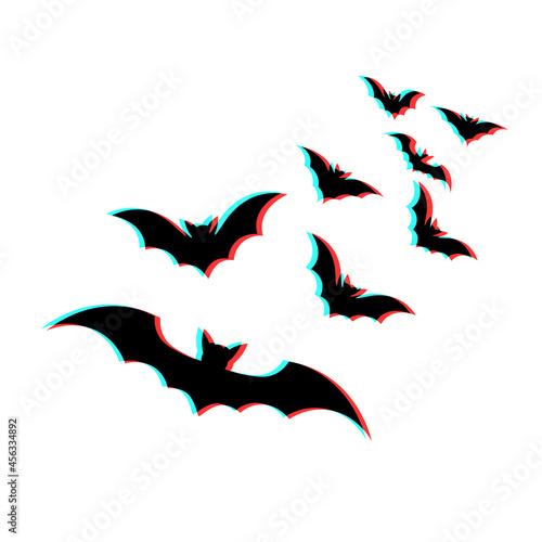 Simple illustration of bat with 3d effect and blue and red colors