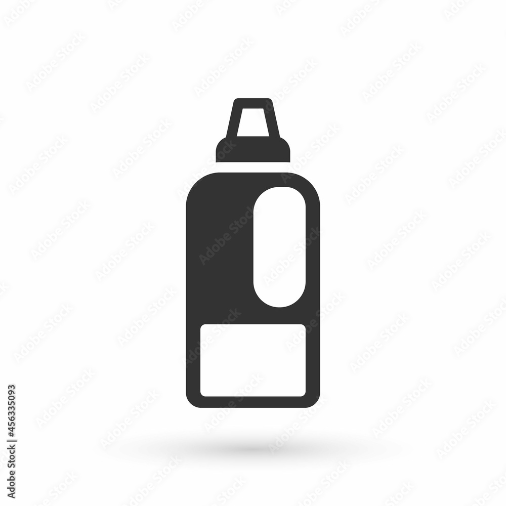 Grey Plastic bottle for laundry detergent, bleach, dishwashing liquid or another cleaning agent icon isolated on white background. Vector Grey Plastic bottle for laundry detergent, bleach, dishwashing liquid or another cleaning agent icon isolated on white background. Vector