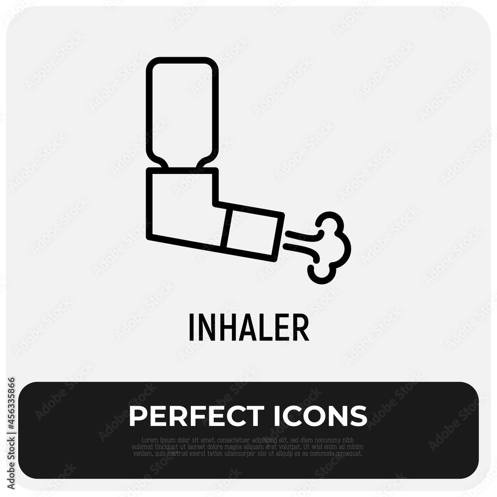 Inhaler thin line icon. Medical equipment for asthma. Modern vector illustration. Inhaler thin line icon. Medical equipment for asthma. Modern vector illustration.