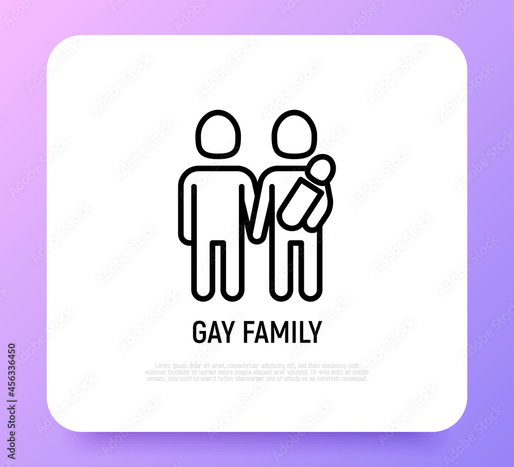 Homosexual family with newborn thin line icon. Modern vector illsutration. Homosexual family with newborn thin line icon. Modern vector illsutration.