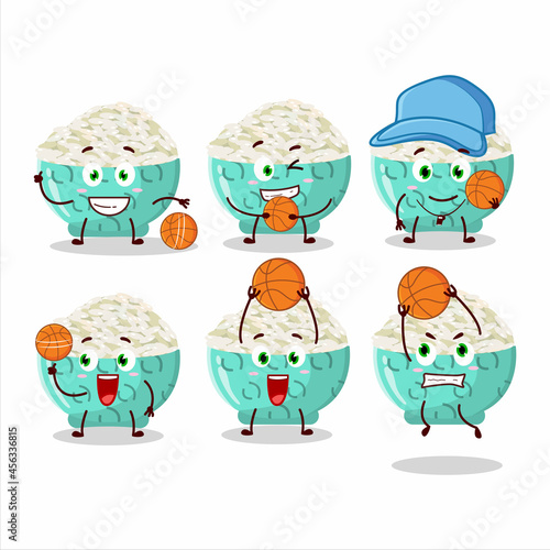 Talented risotto rice cartoon character as a basketball athlete