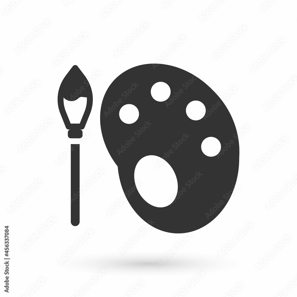 Grey Paint brush with palette icon isolated on white background. Vector Grey Paint brush with palette icon isolated on white background. Vector