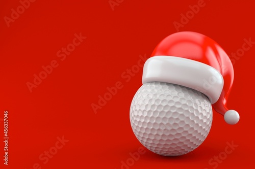 Golf ball with santa hat