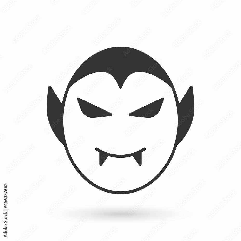 Grey Vampire icon isolated on white background. Happy Halloween party. Vector