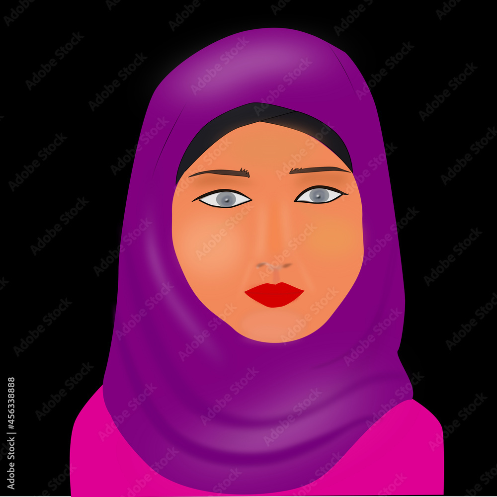 Muslim women in purple Hijab Illustration/Muslim women in Hijab/Muslim