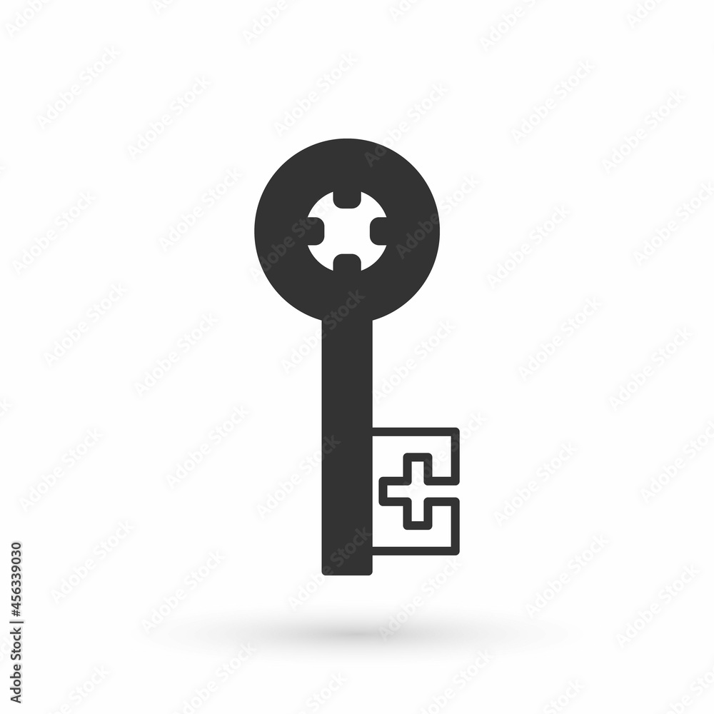 Grey Old key icon isolated on white background. Vector Grey Old key icon isolated on white background. Vector