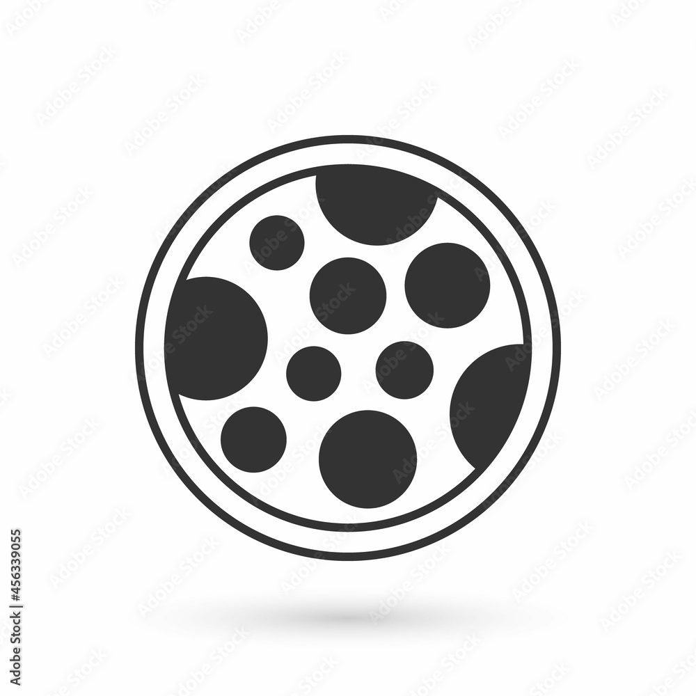 Grey Pizza icon isolated on white background. Fast food menu. Vector