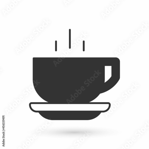 Grey Coffee cup icon isolated on white background. Tea cup. Hot drink coffee. Vector
