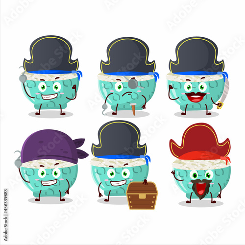 Cartoon character of risotto rice with various pirates emoticons