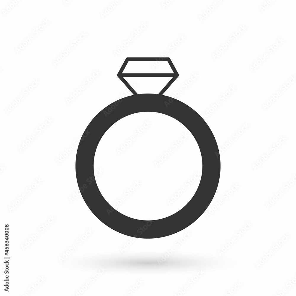 Grey Diamond engagement ring icon isolated on white background. Vector Grey Diamond engagement ring icon isolated on white background. Vector