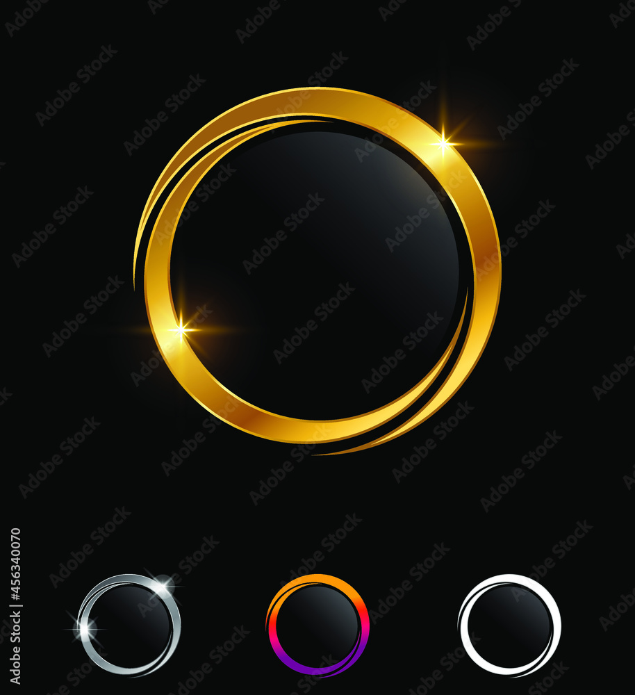 Golden Circle Frame Vector Sign Golden Circle Frame Vector Sign