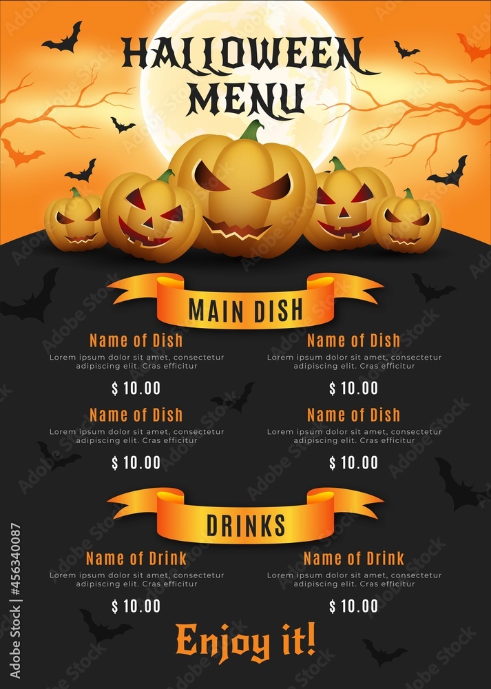 halloween festival menu design vector illustration