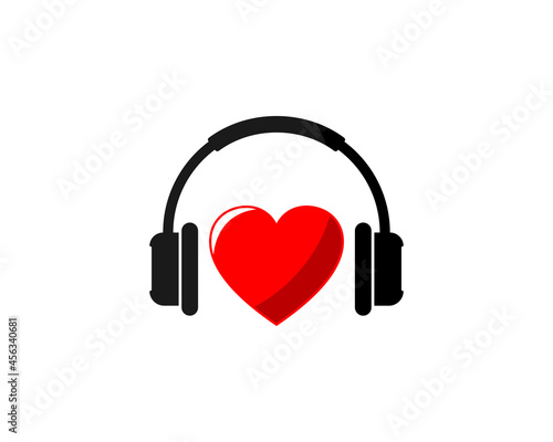 Headphone silhouette with love in the middle