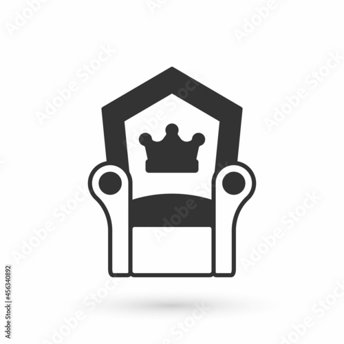 Grey Medieval throne icon isolated on white background. Vector