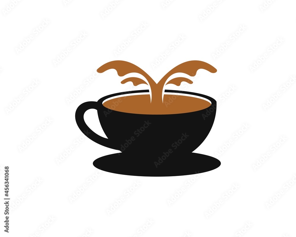 Black cup with water coffee and splash inside Black cup with water coffee and splash inside