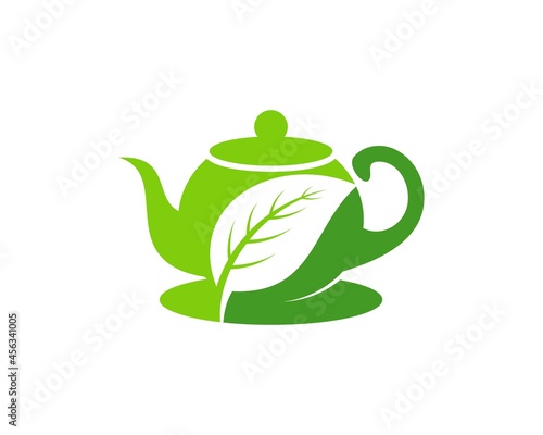 Simple tea pot with herbal leaf inside