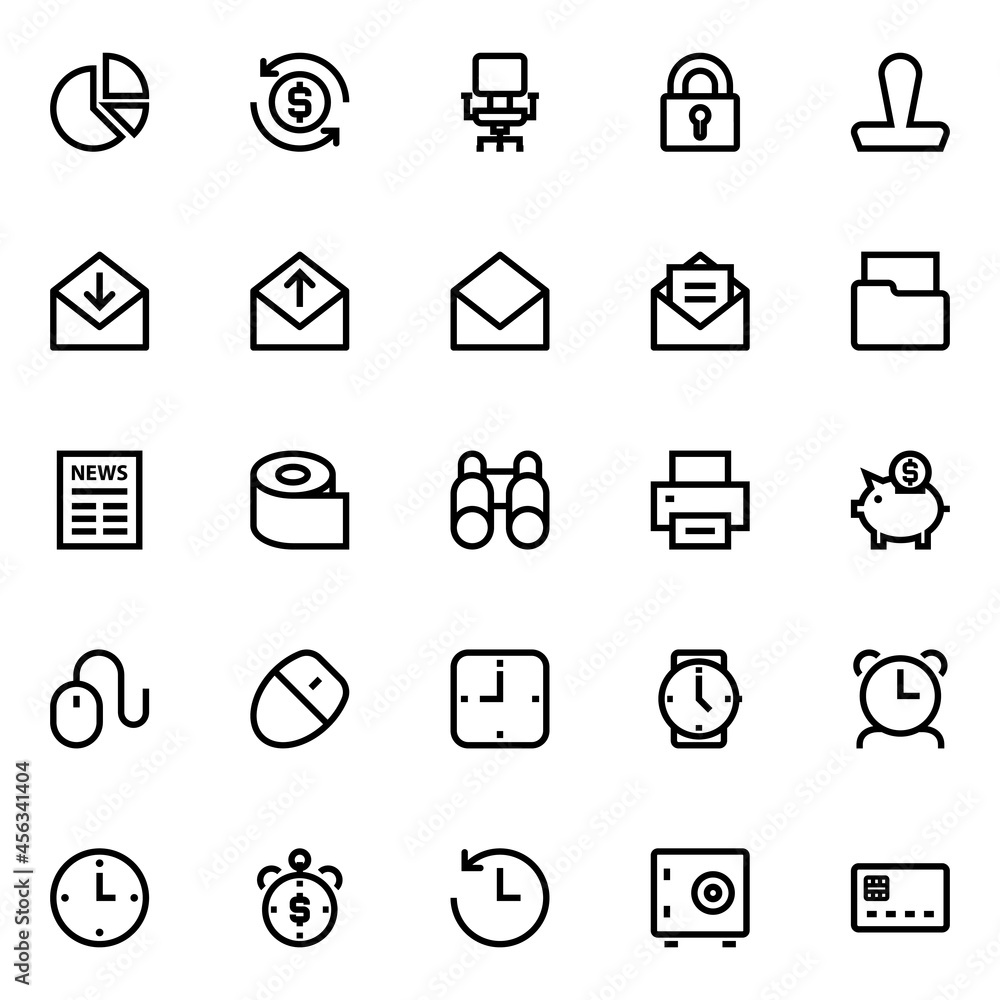 Outline icons for business, office & internet. Outline icons for business, office & internet.