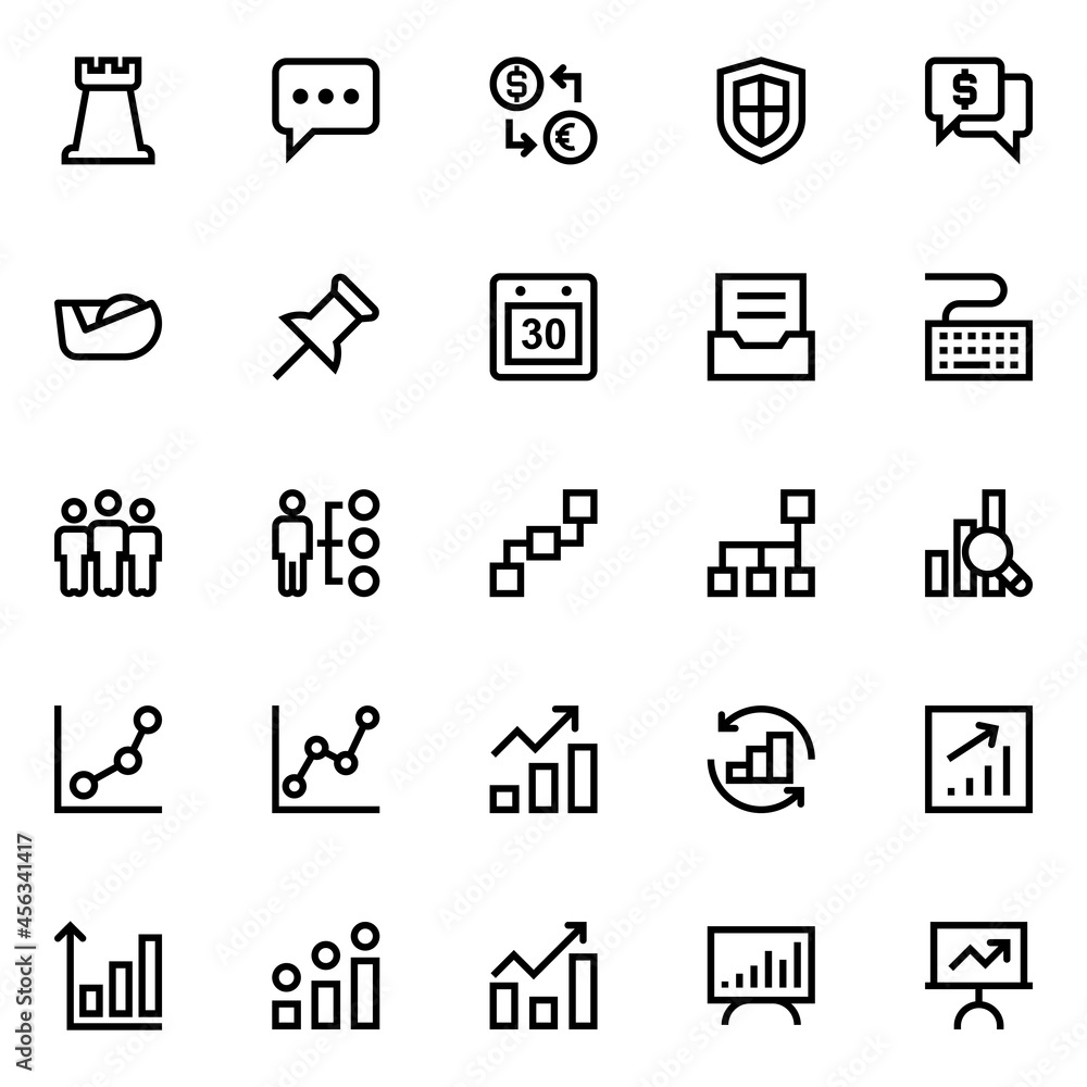Outline icons for business, office & internet. Outline icons for business, office & internet.