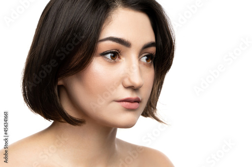 Portrait of young beautiful brunette woman