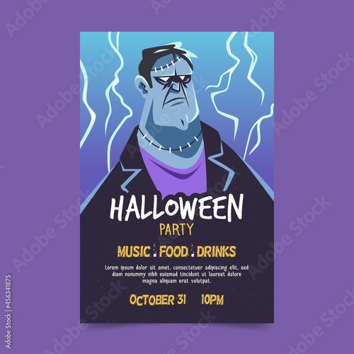 halloween party poster flat design vector illustration