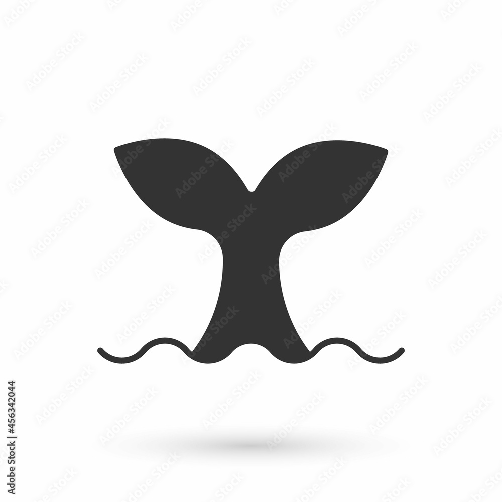 Grey Whale tail in ocean wave icon isolated on white background. Vector Grey Whale tail in ocean wave icon isolated on white background. Vector