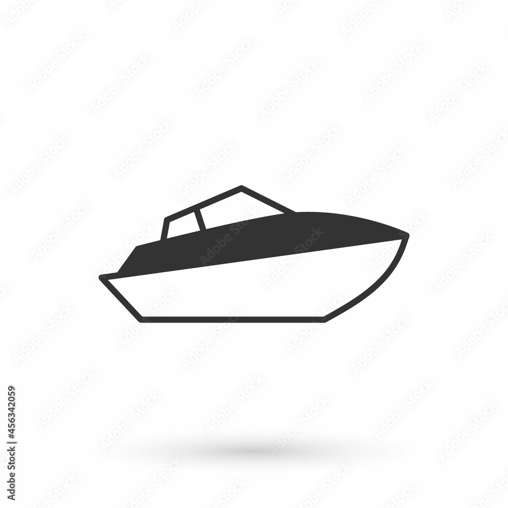 Grey Speedboat icon isolated on white background. Vector