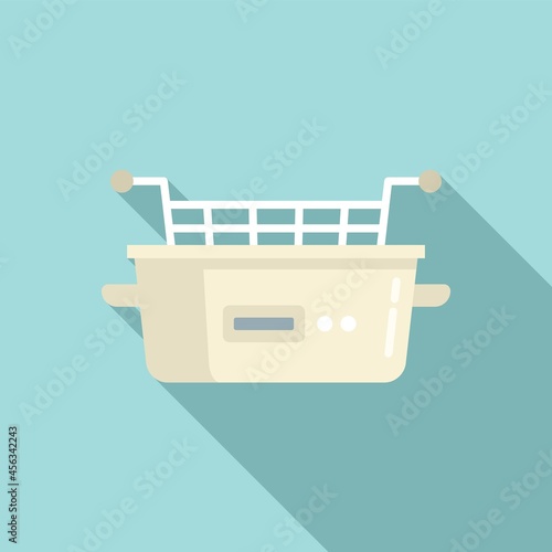 Food deep fryer icon flat vector. Oil machine