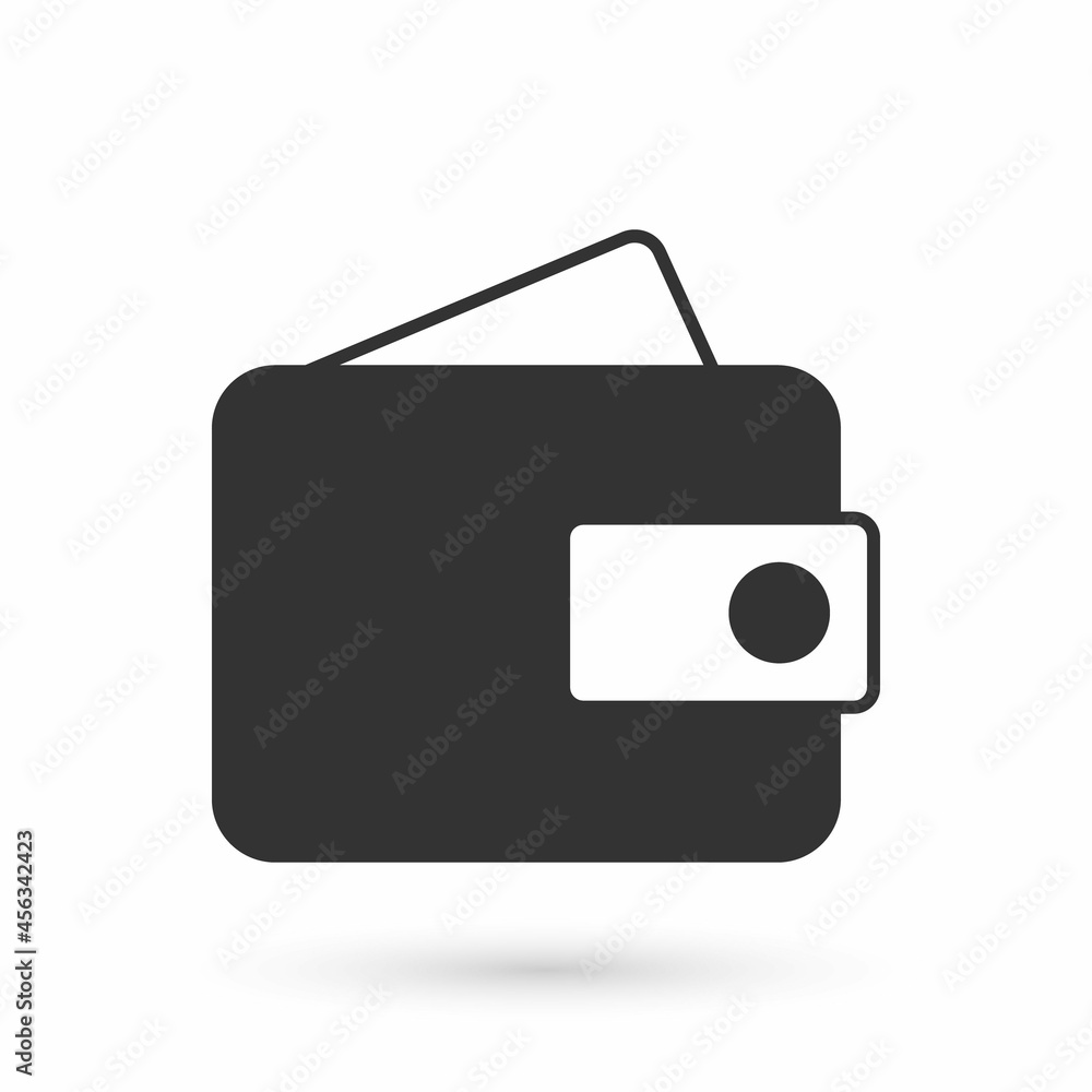 Grey Wallet icon isolated on white background. Purse icon. Cash savings symbol. Vector Grey Wallet icon isolated on white background. Purse icon. Cash savings symbol. Vector