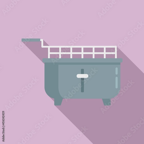 Deep fryer cooking icon flat vector. Fry basket