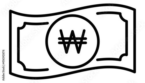 大韓民国ウォン　朝鮮民主主義人民共和国ウォン　紙幣　ラインアイコン