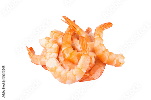 Group of red argentine shrimp isolated on white background. Large tiger shrimp isolated.