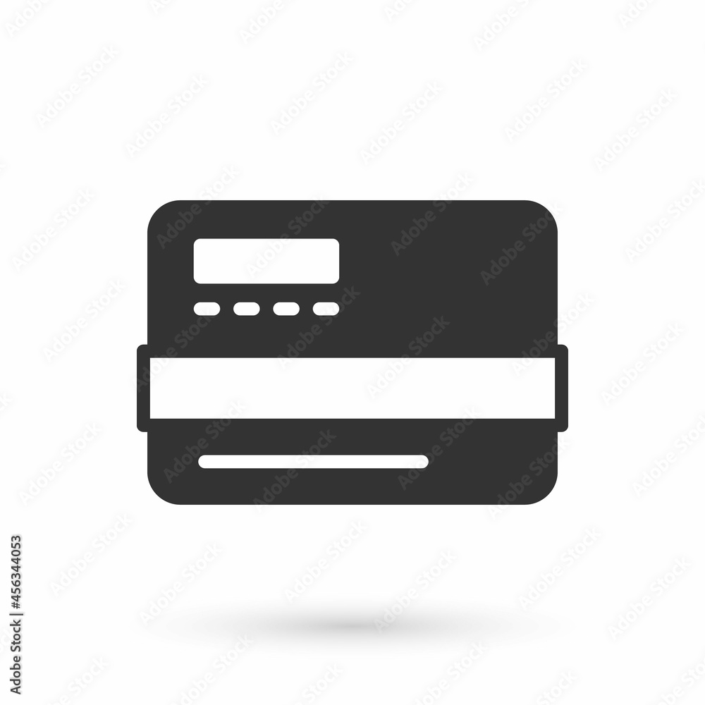Grey Credit card icon isolated on white background. Online payment. Cash withdrawal. Financial operations. Shopping sign. Vector Grey Credit card icon isolated on white background. Online payment. Cash withdrawal. Financial operations. Shopping sign. Vector