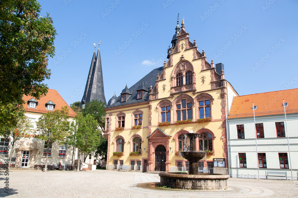 Rathaus am Marktplatz in  Egeln, Salzlandkreis, Sachsen-Anhalt
