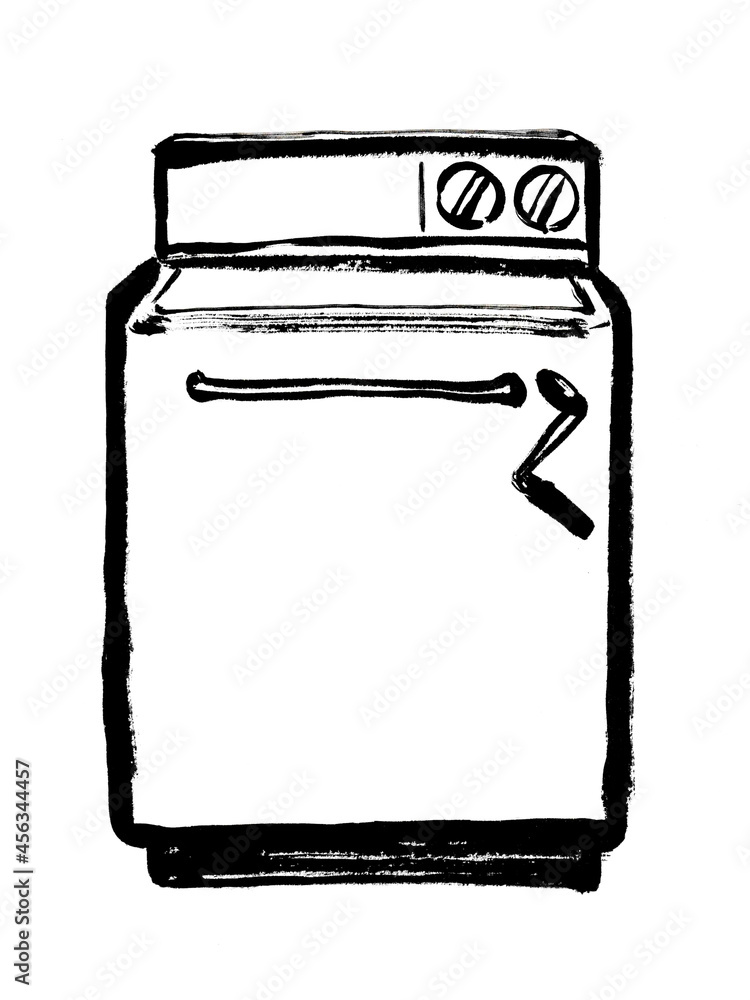 昭和レトロな洗濯機の手描きイラスト Stock Illustration Adobe Stock