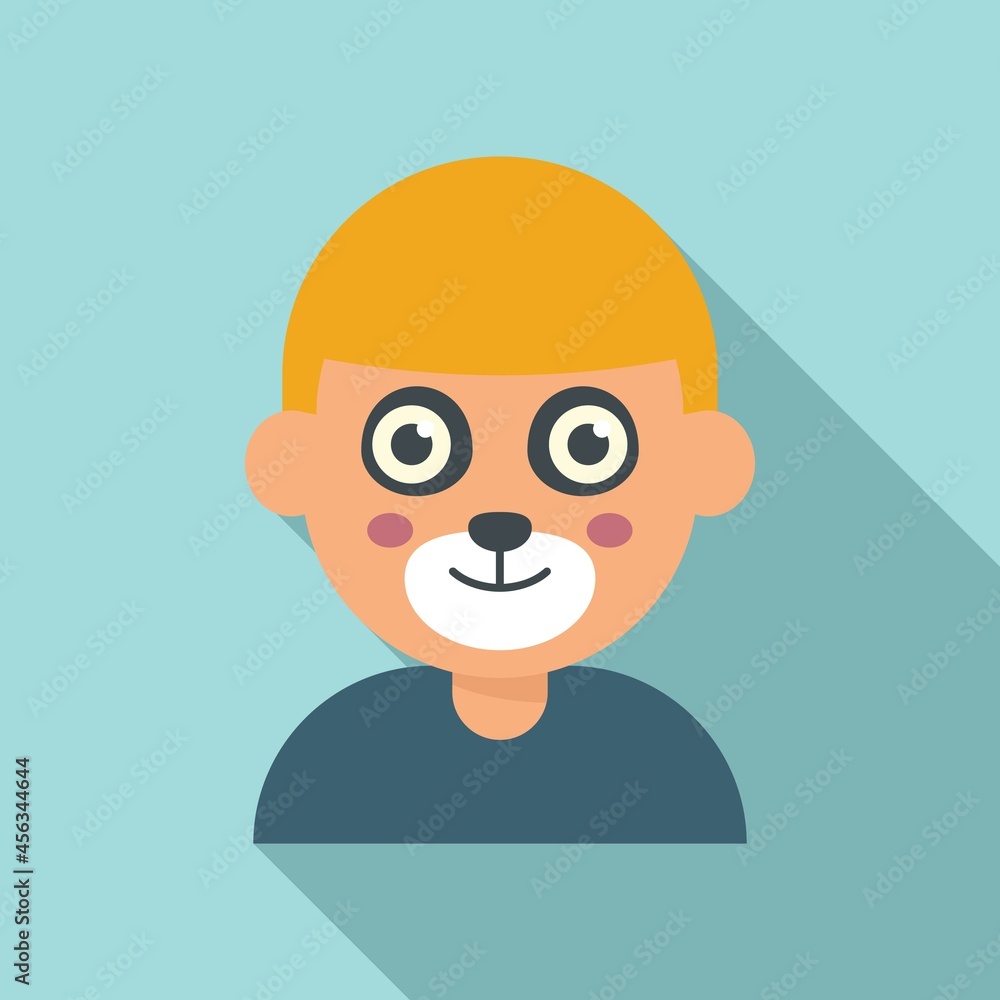Bear face painting icon flat vector. Child mask animal Bear face painting icon flat vector. Child mask animal
