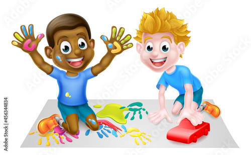 Cartoon Boys Playing