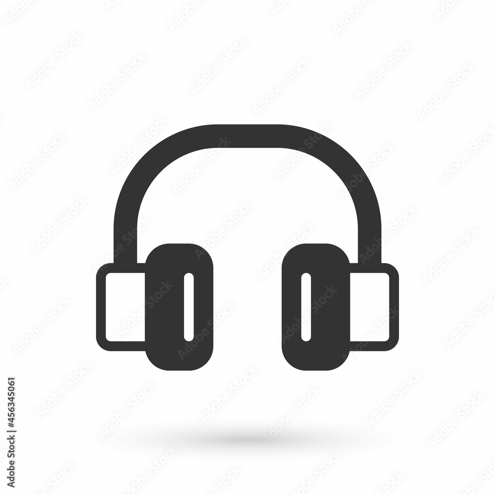 Grey Headphones icon isolated on white background. Earphones. Concept for listening to music, service, communication and operator. Vector Grey Headphones icon isolated on white background. Earphones. Concept for listening to music, service, communication and operator. Vector