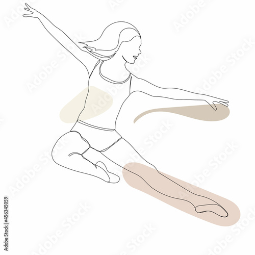 girl jumping one continuous line drawing, sketch